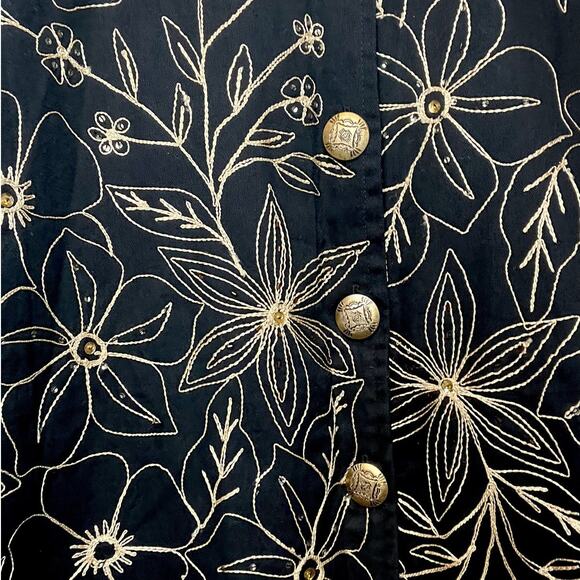 VTG NWOT Life Style Plus Floral Embroidered Amber Beaded Cotton Button Up Top 2X - Picture 7 of 16